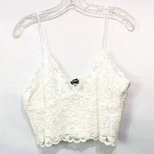 Express White Lace Crop Top